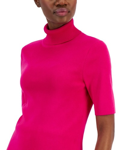 Anne Klein Women's Half-Sleeve Turtleneck Sweater - Amaranth - SZ S - Picture 2 of 5