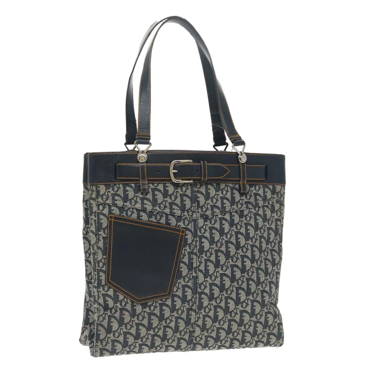 Sac fourre tout Christian Dior Trotter toile bleu marine argent authentique bs20058
