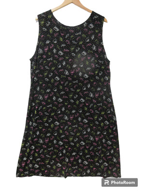 Sz 2X Coldwater Creek Travel SLINKY DRESS Sleeveless SHOES PURSE PRINT Black