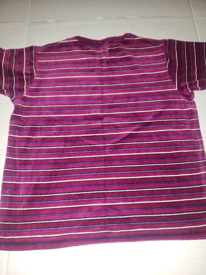 Camiseta listrada vintage anos 90 Canyon River azul meninas tamanho grande 14/16 roxa  - Imagem 3 de 4