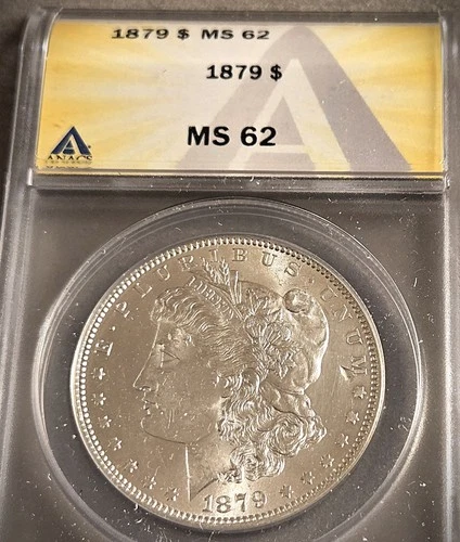 ~1879 MORGAN SILVER DOLLAR ** ANACS MS-62 **  PROBLEM FREE COIN  (7483)
