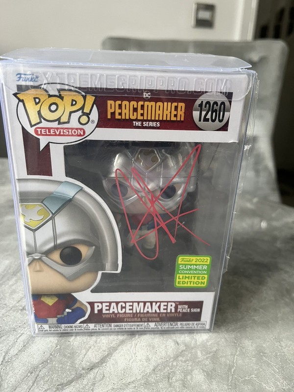 Funko Pop Peacemaker with Peace sign #1260 Signed by JOHN CENA with COA
