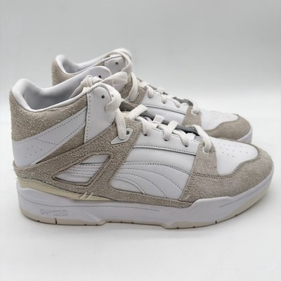 Puma Slipstream Active Suede Leather High Top Thrifted White Cream Sneakers 13