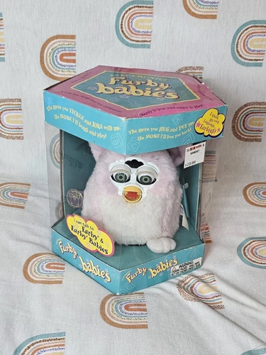 VTG New in Box Tiger 70-940 Furby Babies Pink and White Green Eyes