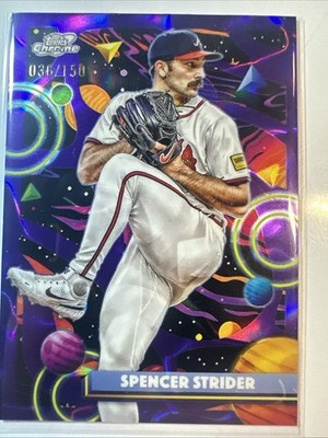 2025 Topps Chrome Cosmic #105 Spencer Strider Purple Nebula Refractor #/150