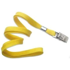 100pcs Flat ID Neck Lanyards for Badges, Bulldog Clip (All 100pcs Yellow)