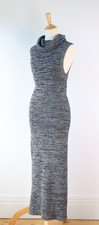 DECJUBA Cowl Neck Sleeveless Knit Maxi Dress Navy White Marle AU 8-12