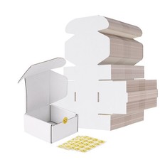 4x4x2 Shipping Boxes Set of 100, White Corrugated Cardboard Box for Packing, ...