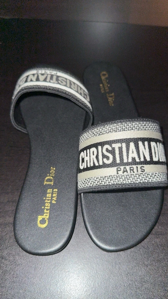 Sandalias Christian Dior Dway Slide para mujer blancas y negras talla 10 Foto 3 de 3