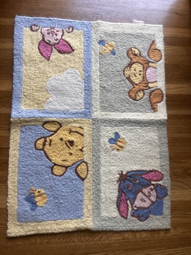 Vintage Classic Winnie The Pooh and Friends Baby Nursery Yarn Rug 40" x 29"