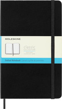 Classic Notebook, Large, Dotted, Black, Hard Cover 5 x 8.25 