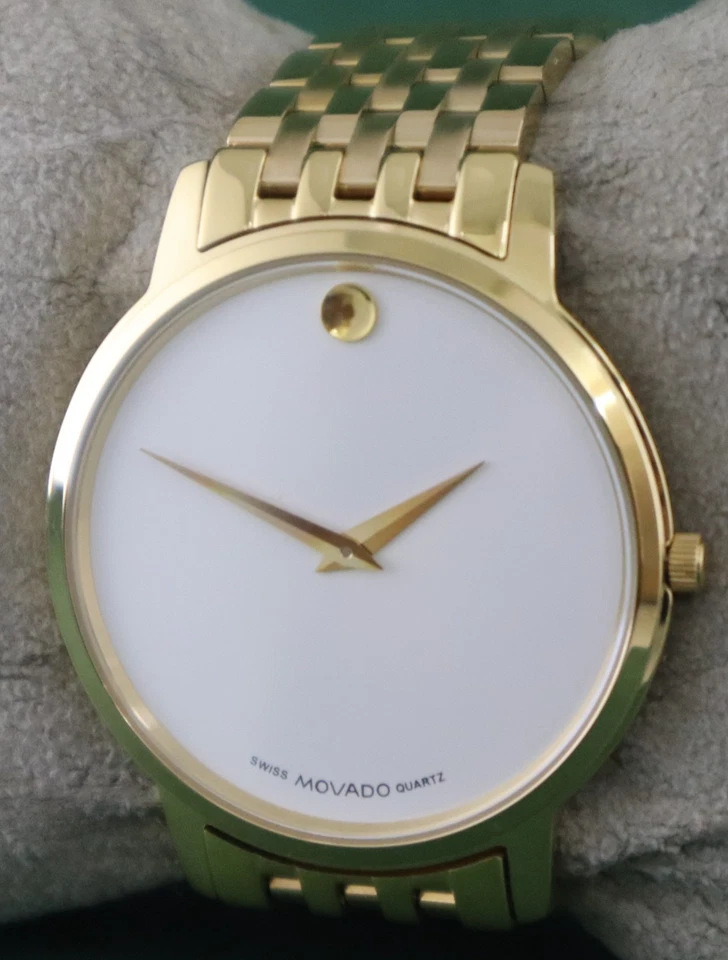 Reloj de pulsera de lujo MOVADO de cuarzo con esfera blanca para hombre correa de acero "Mantente puntual" Foto 2 de 4