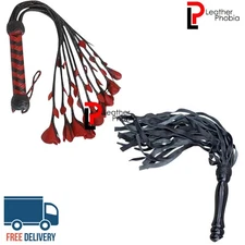 Pack of 2 Genuine Cowhide Leather Flogger Handmade Heavy Duty Sex Whip