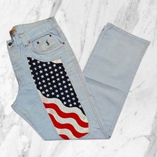 JECKERSON Jeans Uomo Toppe Bandiera Americana Personalizzati Tg 40 / 54 ITA