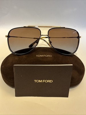 TOM FORD LEON TF1071 30F Gold Brown Metal Aviator Sunglasses Authentic 1071