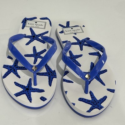 KATE SPADE NEW YORK Charm Blue Fleur Dancing Starfish Flip Flop Sandals Women 5
