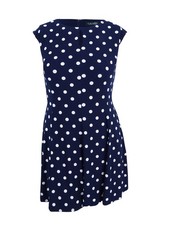 Lauren by Ralph Lauren Women's Polka Dot Jersey Dress (18, Lighthouse Navy)