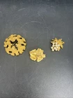 Vtg TRIFARI Trio Faux Pearl BROOCHES Gold Tone Faux Pearl Costume Jewelry Lot