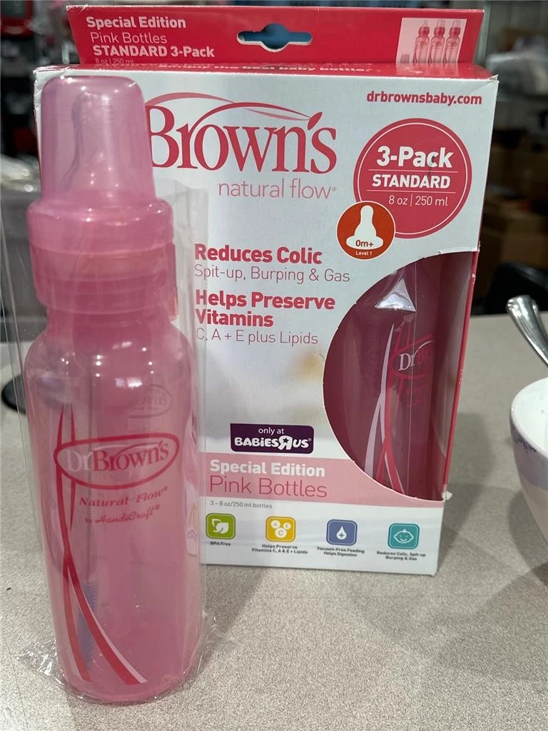 Dr. Brown's Baby Bottles Natural Flow Anti-Colic-Pink 8oz 3pk LTD Edition NEW
