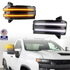 Side Mirror Signal Lights Smoked For GMC Sierra Chevy Silverado 2500 3500 20-24