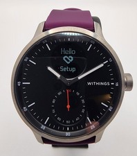Withings ScanWatch Hybrid Smart Watch Silver 42mm Plum Silicone Band