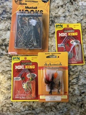 Lot of Mini-King, Mustad, and Skykomish Spinner Baits, Hooks, And Fly Assortment