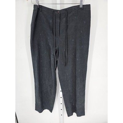 Rafaella Women's Black High Rise Lace Closter Loose Blended Fiber Pant Size XL