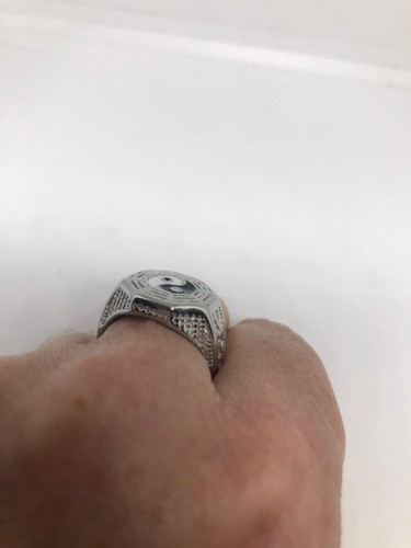 Vintage Ying Yang Herren Ring MART Arts Edelstahl Emaille - Bild 7 von 9
