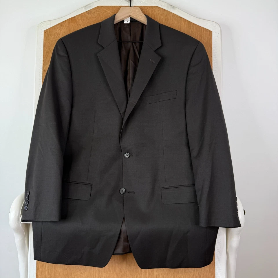 Joseph Abboud Suit Mens 42R Brown 2 Button 100% Wool Pants 35x29 Flat Front - Image 2 of 4