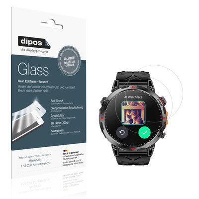 2x Schutzfolie für Mingdaln 1.56 Zoll Smartwatch - Anti-Shock 9H Folie dipos
