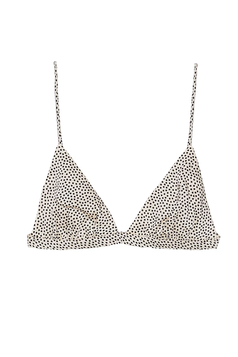 Zara BH Beige Top Cop Dotted XS 100% Algodón