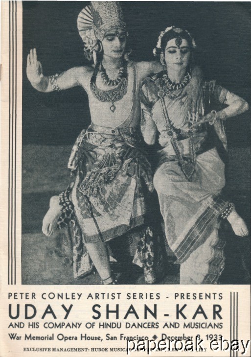 1933 Uday Shan-Kar Hindu Dancers & Musicians San Francisco Program