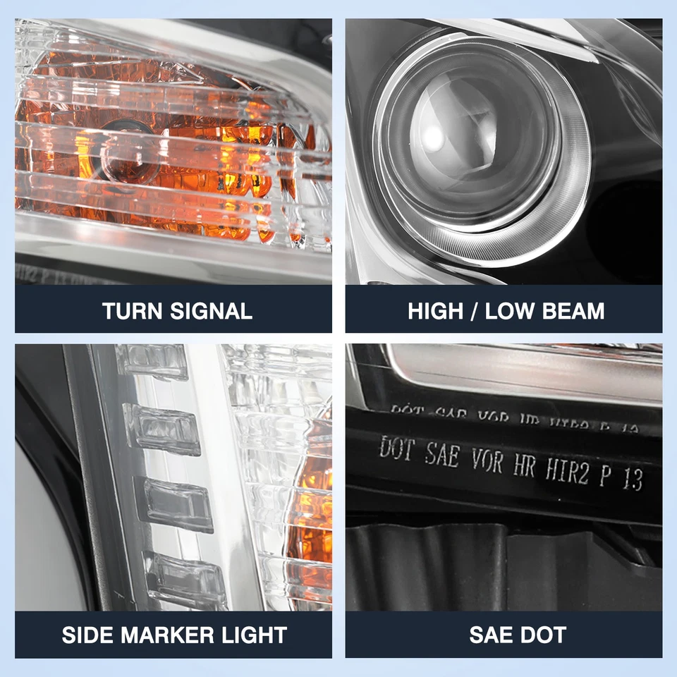 Halogen Headlamp For 2013-2018 Cadillac ATS Headlight Assembly LH+RH W/Bulbs - Image 3 of 4
