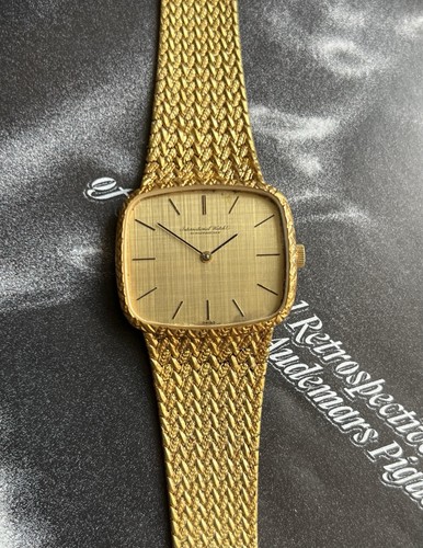 Vintage IWC gold plated 925 silver case, manual winding texture dial men's watch - Afbeelding 19 van 21