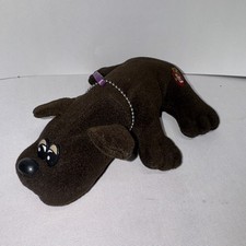 Vintage Pound Puppy Plush 1980  s Dog 8  Long Stuffed Animal Dark Brown