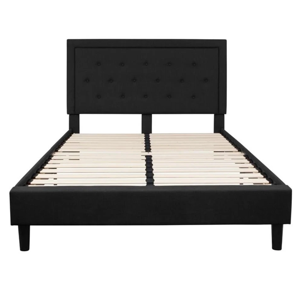 Flash Furniture Roxbury Tufted Queen Cama Plataforma en Negro Foto 3 de 4