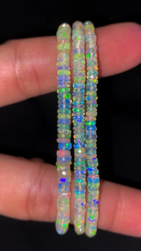 AAA+ Brazalete Natural Ópalo Etíope Welo Ópalo de Fuego Piedras Preciosas 20” Ópalo Naranja Foto 3 de 4