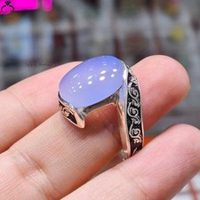 Authentic Yemeni Aqeeq Handmade Ring Purple Agate Elegant Women Jewelry 