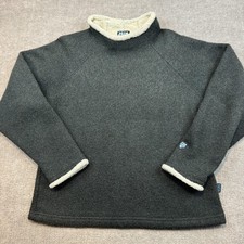 Vintage ALF Kuhl Sweater Women M Gray Alfpaca Fleece Sherpa Mock Neck Canada 90s