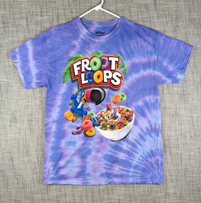 Size M - Kellogg's Fruit Loops Cereal Toucan Sam Graphic T-Shirt Tie-Dye Purple