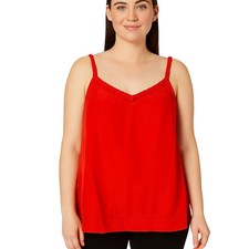 Banana Republic 100% silk orange tank flowy braided neckline loose fit SZ XS