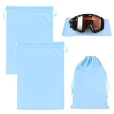 2-Pack Ski Goggle Bag, 10.6" x 7.1" Microfiber Bag for Snow Goggles Light Blue 