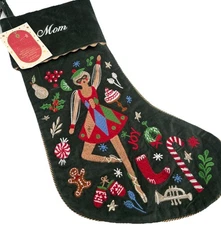 NEW MOM Pottery Barn Kids Rifle Paper & Co. Harlequin Doll Velvet Stocking