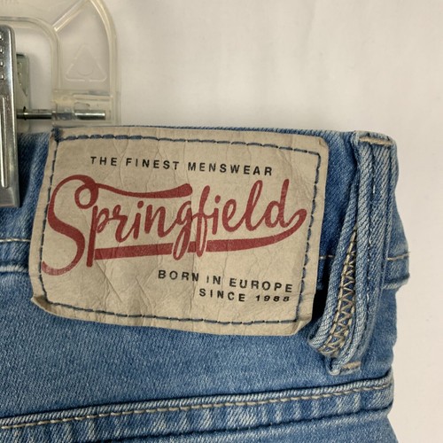 Springfield Jeans & Twill Slim-W38 Abbigliamento Uomo Fine Anticato Lavaggio Leggero - Foto 3 di 8