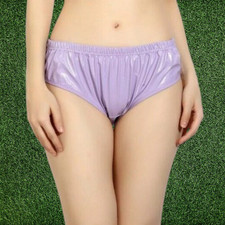 Shiny Lycra Purple Knickers Elastic Waist Soft PVC Panty Women Lingerie DW1051