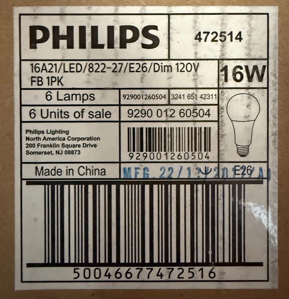 6 Philips LED Warm Glow Dimmable Light 100w = 16w  2700K Replacement Bulbs NICE! - Image 3 of 4