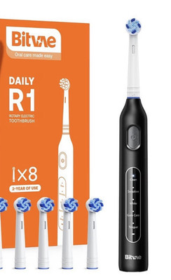 Bitvae R1 Electric Toothbrush Rotary 8 Brush Heads  5 Modes Black
