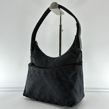 Borsa a mano Gucci GG Canvas Hobo tracolla in pelle nera mezza luna 001...