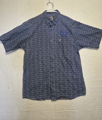Ariat Button Down Shirt Mens Azteq Azulejo Geometric Print  Beach Resort Summer