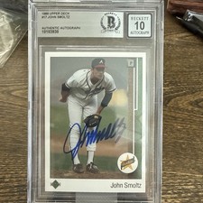 1989 Upper Deck - Star Rookie John Smoltz (RC) On Card Autograph Beckett 10 Auto